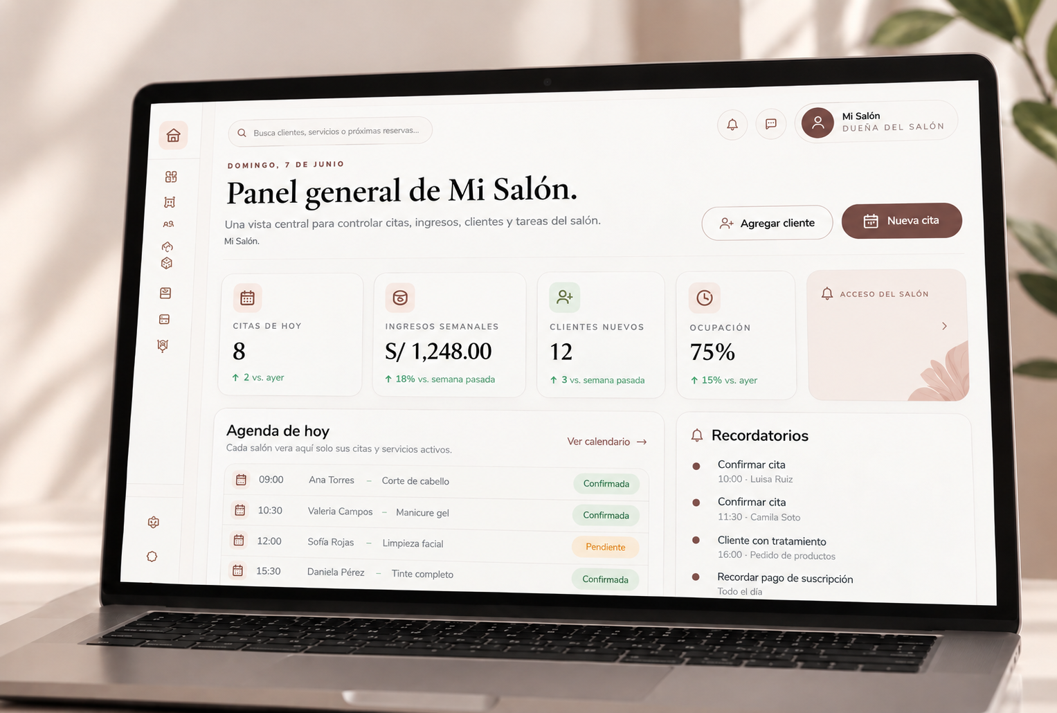 Plataforma SaaS para salones de belleza