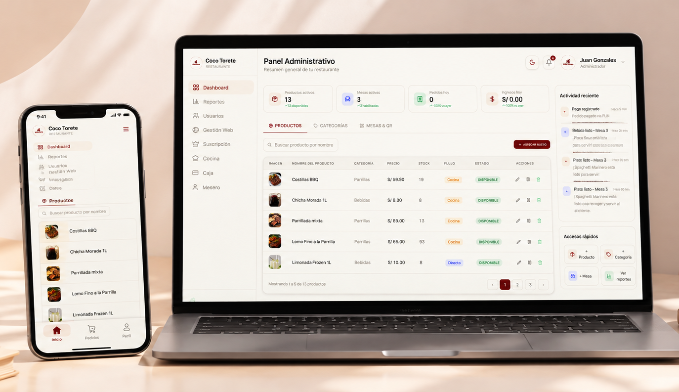 Sistema interno para restaurantes